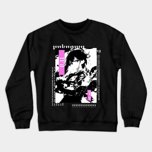 portrait Anime girl in black and white | gothic | alternative clothing | grunge | dark | japon Crewneck Sweatshirt